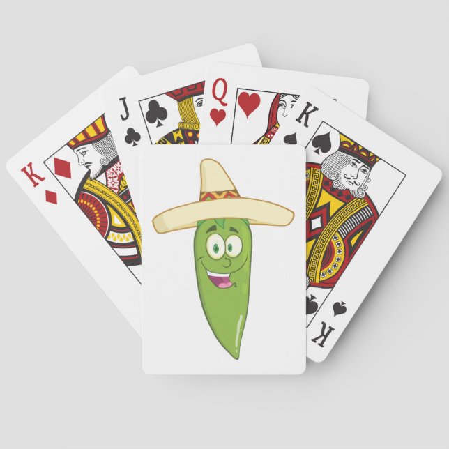 Smiling Green Chilli Pepper Playing Cards (Back)