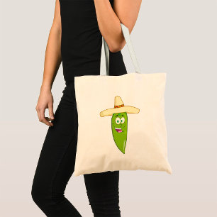 Smiling Green Chilli Pepper Tote Bag