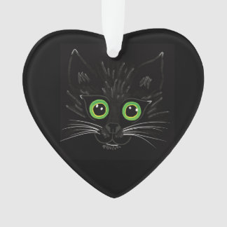 Smiling Green Eyed Cat Ornament