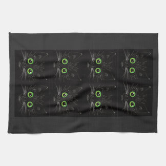 Smiling Green Eyed Cat Tea Towel
