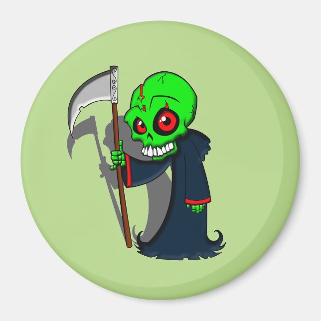 Smiling Grim Reaper Illustration Creepy Cool Magnet (Front)