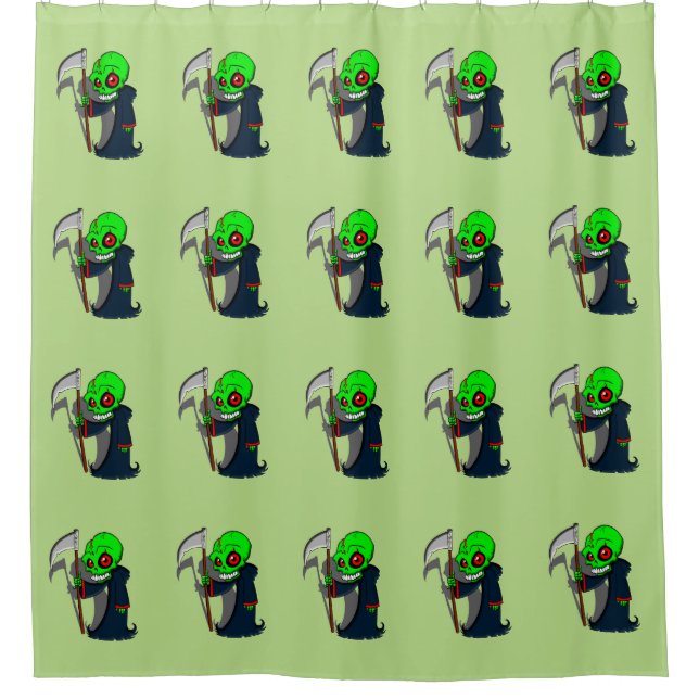 Smiling Grim Reaper Illustration Creepy Cool Shower Curtain (Front)