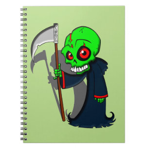 Smiling Grim Reaper Illustration Creepy Cool Spiral Notebook
