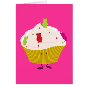 Smiling gummy bear cupcake