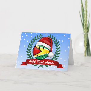 Smiling Guyana Flag Christmas Style Holiday Card