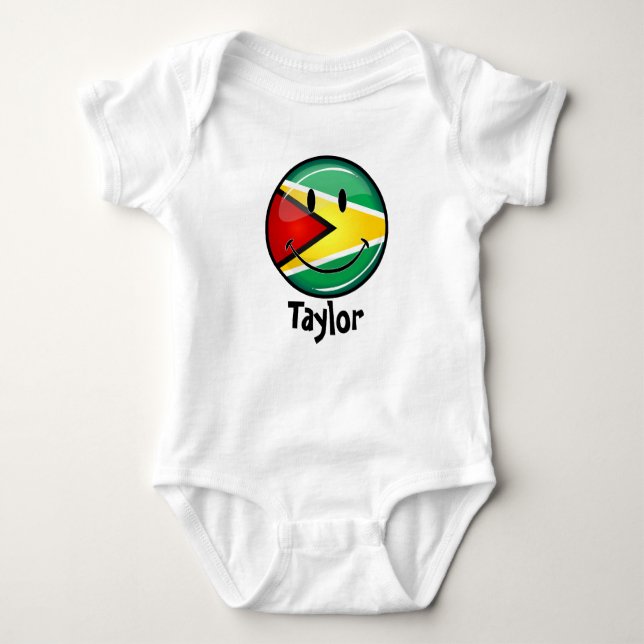 Smiling Guyanese Flag Baby Bodysuit (Front)