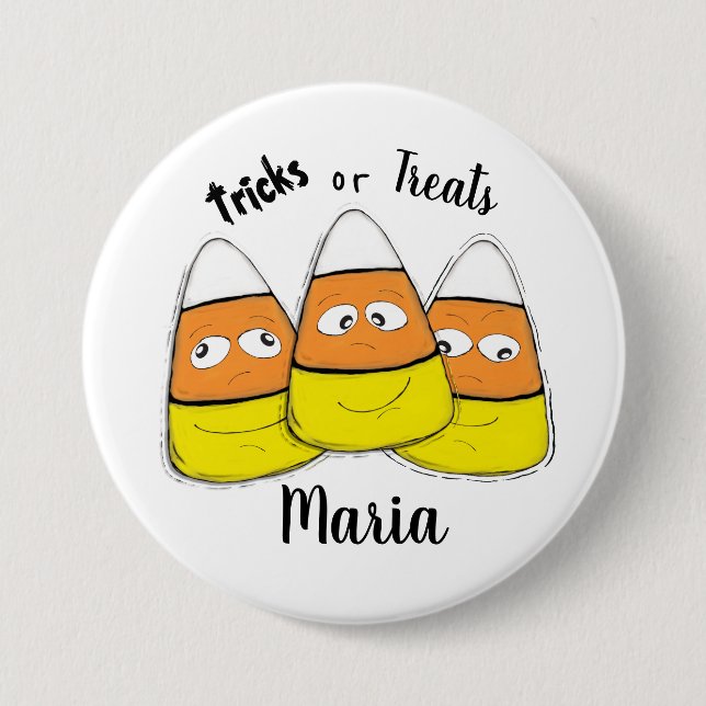 Smiling Halloween Corn Candy Button (Front)