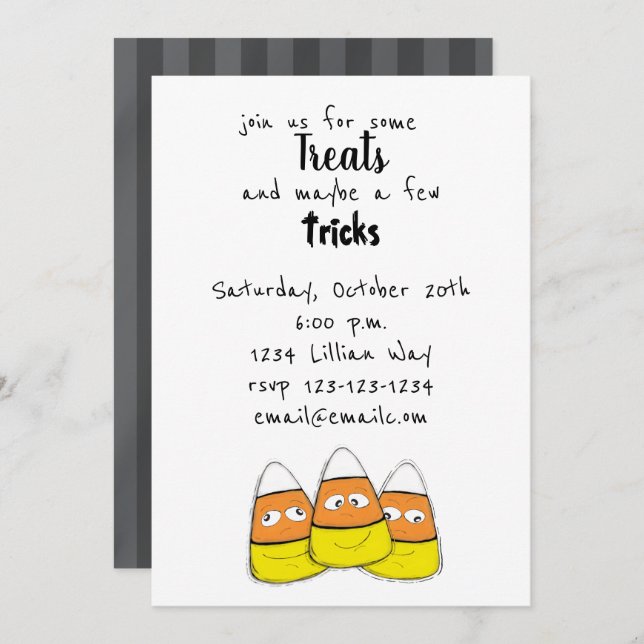 Smiling Halloween Corn Candy Invitation (Front/Back)