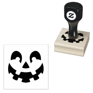 Smiling Halloween Pumpkin Face Shape Silhouette Rubber Stamp