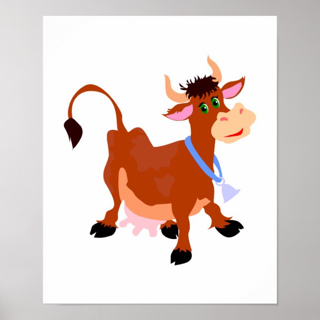 smiling happy cow poster (Front)