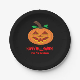 Smiling Happy Halloween Pumpkin Paper Plates