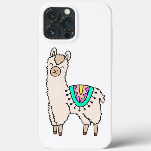 smiling happy llama alpaca cartoon animal drawing  iPhone 13 pro max case