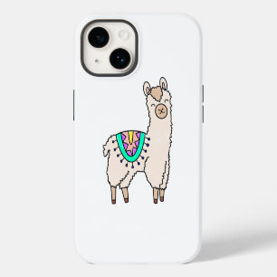 smiling happy llama alpaca cartoon animal drawing iPhone 14 case