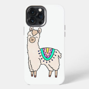 smiling happy llama alpaca cartoon animal drawing iPhone 13 pro max case