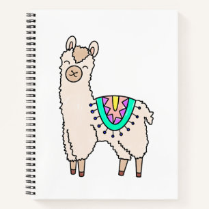 smiling happy llama alpaca cartoon animal drawing notebook
