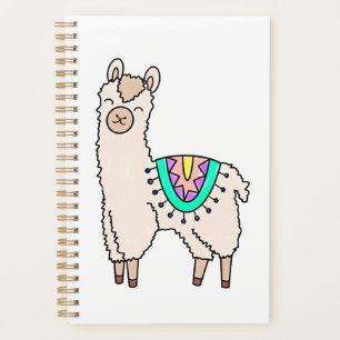 smiling happy llama alpaca cartoon animal drawing  planner