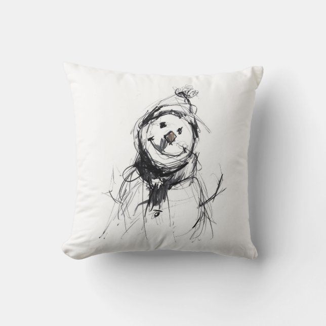 Smiling Happy Snowman Cushion (Front)