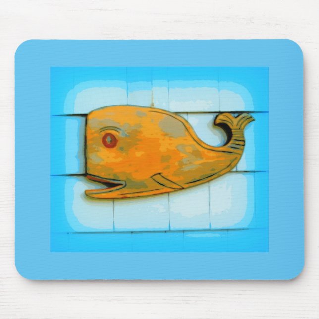smiling happy whale blue mouse pad (Front)