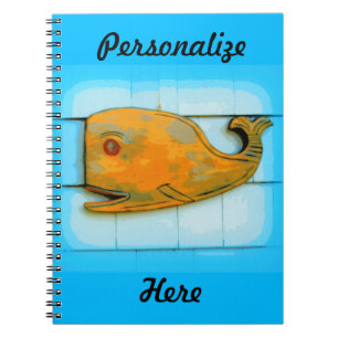 smiling happy whale blue spiral notebook