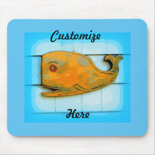 smiling happy whale blue Thunder_Cove Mouse Pad