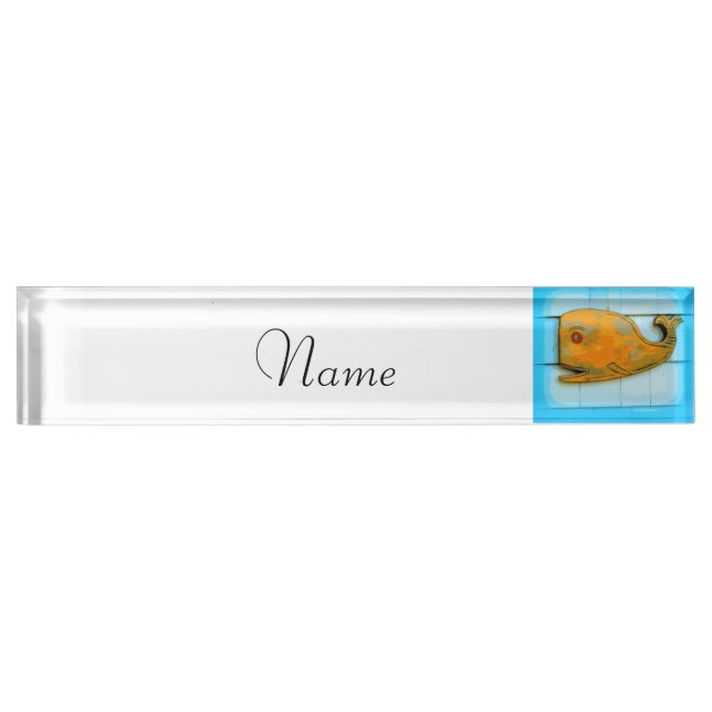 smiling happy whale nameplate (Front)