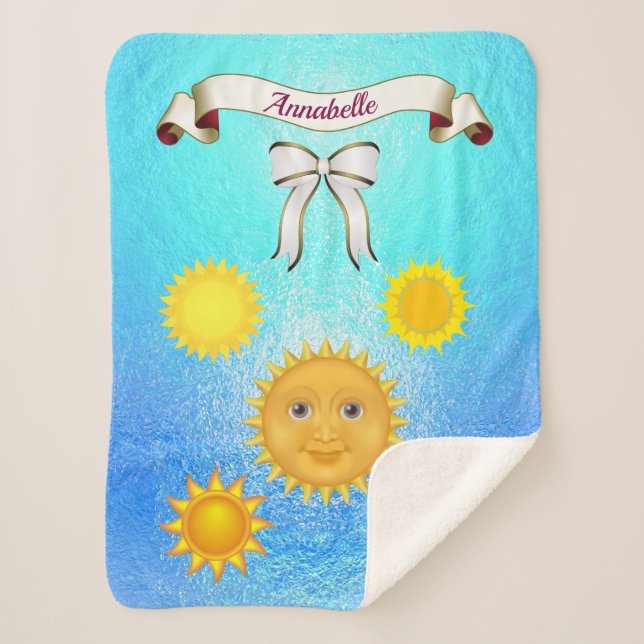 Smiling Harpy Sun Silhouette   Name Personalise Sherpa Blanket (Front)