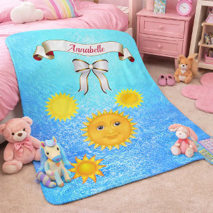 Smiling Harpy Sun Silhouette Name Personalise Sherpa Blanket