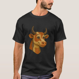 Smiling Highland Cow in Ancient Egyptian Style T-Shirt