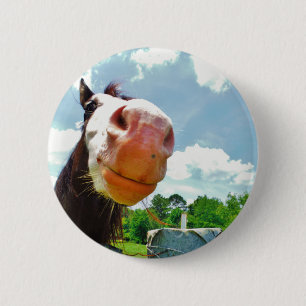 Smiling Horse 6 Cm Round Badge