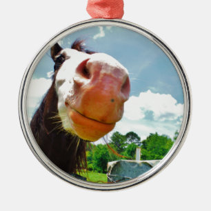 Smiling Horse Metal Tree Decoration