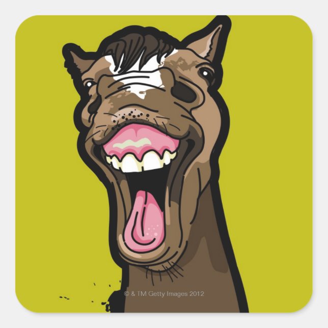 Smiling Horse Square Sticker (Front)