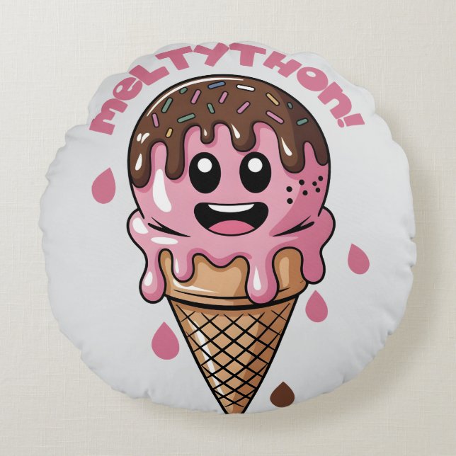 Smiling Ice Cream Round Cushion (Front)