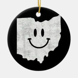 Smiling in OH – Funny Ohio Happy Face Ceramic Tree Decoration