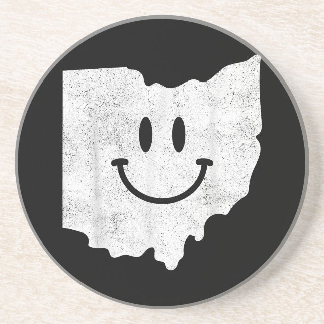 Smiling in OH – Funny Ohio Happy Face  Coaster (Front)