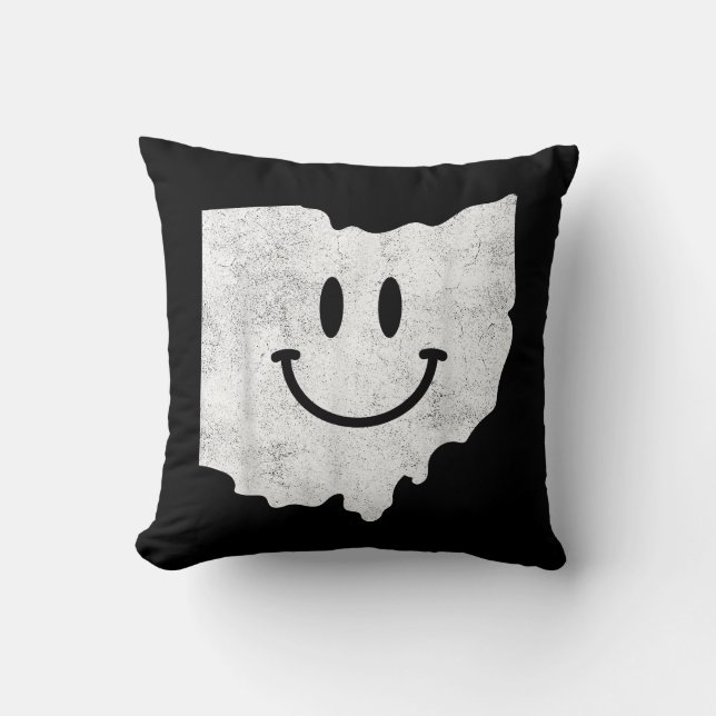 Smiling in OH – Funny Ohio Happy Face  Cushion (Front)