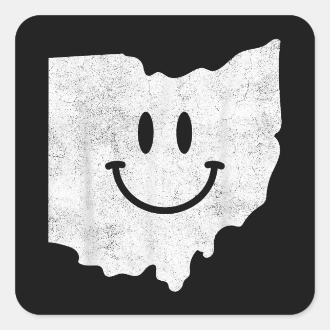 Smiling in OH – Funny Ohio Happy Face  Square Sticker (Front)