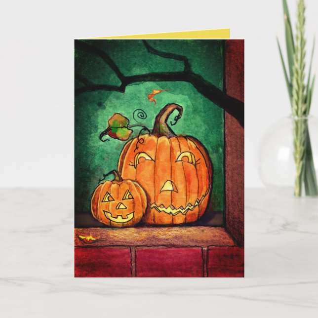 Smiling Jack-o'-Lantern Greeting Card (Front)