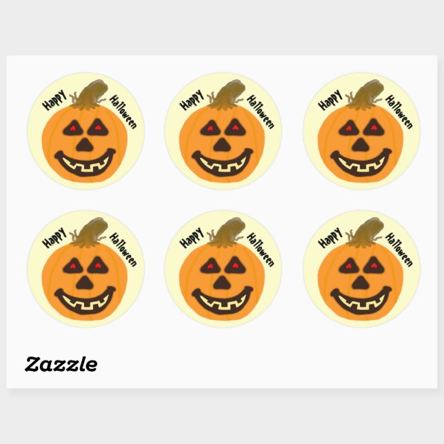 Smiling Jack-O-Lantern Halloween Stickers (Sheet)