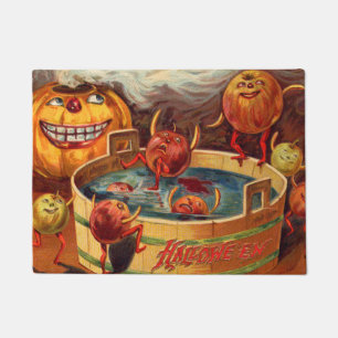 Smiling Jack O' Lantern Pumpkin Apple Doormat