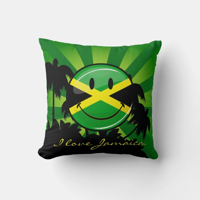 Smiling Jamaican Flag Cushion (Front)