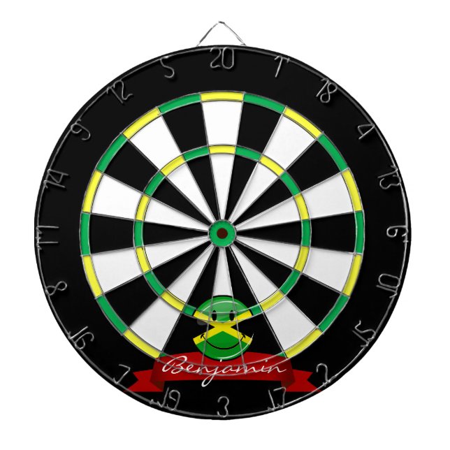 Smiling Jamaican Flag Dartboard (Front)