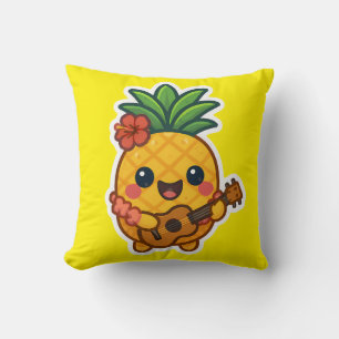 Smiling Kawaii Pineapple – Tropical Cushion