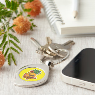 Smiling Kawaii Pineapple – Tropical Key Ring