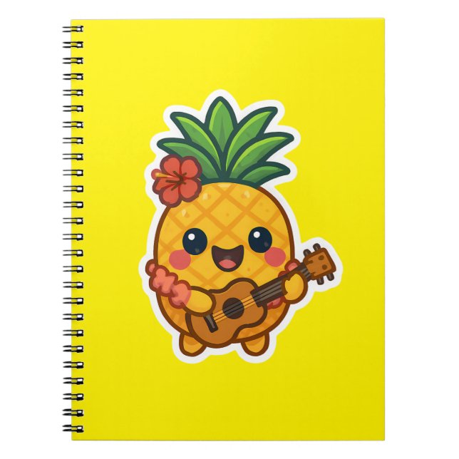Smiling Kawaii Pineapple – Tropical Notebook (Front)