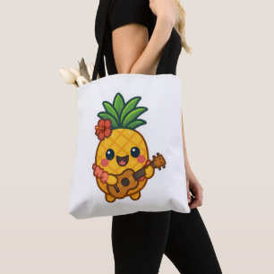 Smiling Kawaii Pineapple – Tropical Tote Bag
