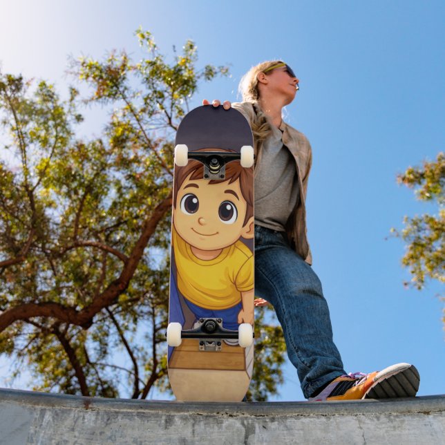 Smiling Kid Cartoon Skateboard (Outdoor 1)