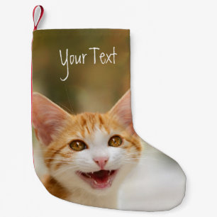 Smiling Kitten Funny Cat Meow Personalised Santa Small Christmas Stocking