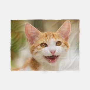 Smiling Kitten Funny Meow cosy Fleece Blanket