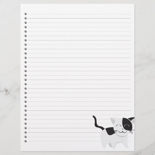 Smiling  Kitty Lined Pet Letterhead (Front)