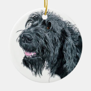 Smiling Labradoodle Ceramic Tree Decoration